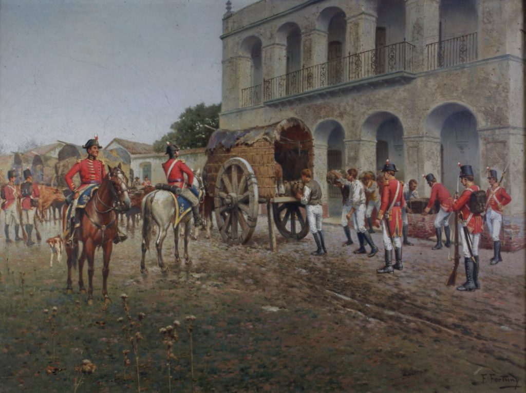 Los ingleses secuestran caudales del Cabildo de Luján - óleo de Francisco Fortuny - Museo de Luján