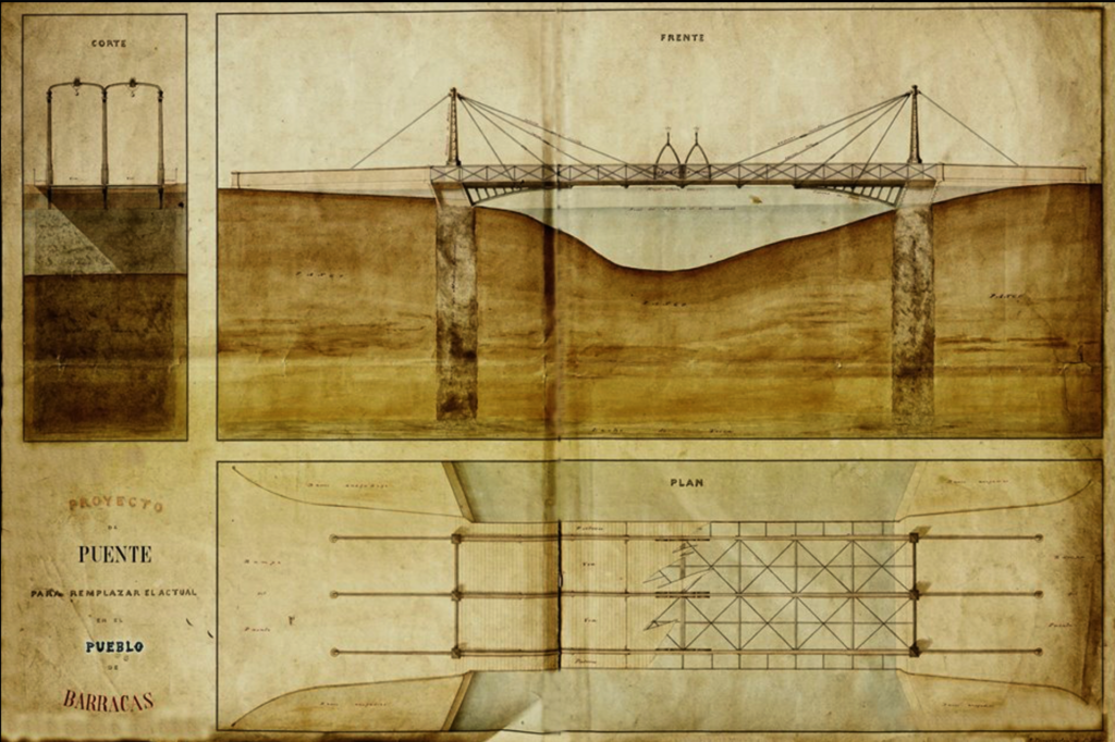 Plano del puente Pueyrredón en Barracas 1869, AGN