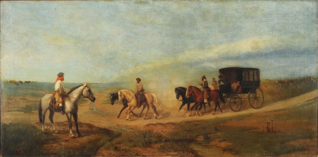 Prilidiano Pueyrredon -Recorriendo la estancia- 64,5 x 129,6 - óleo s:tela. 1865-- Buenos Aires-jpg