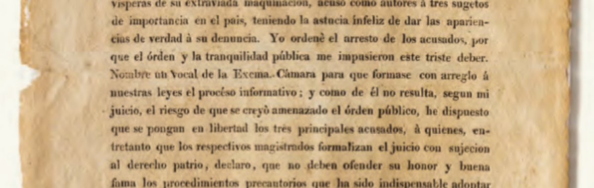 Bando sobre un atentado fallido sobre la persona de Juan Martín de Pueyrredon, agosto 1818