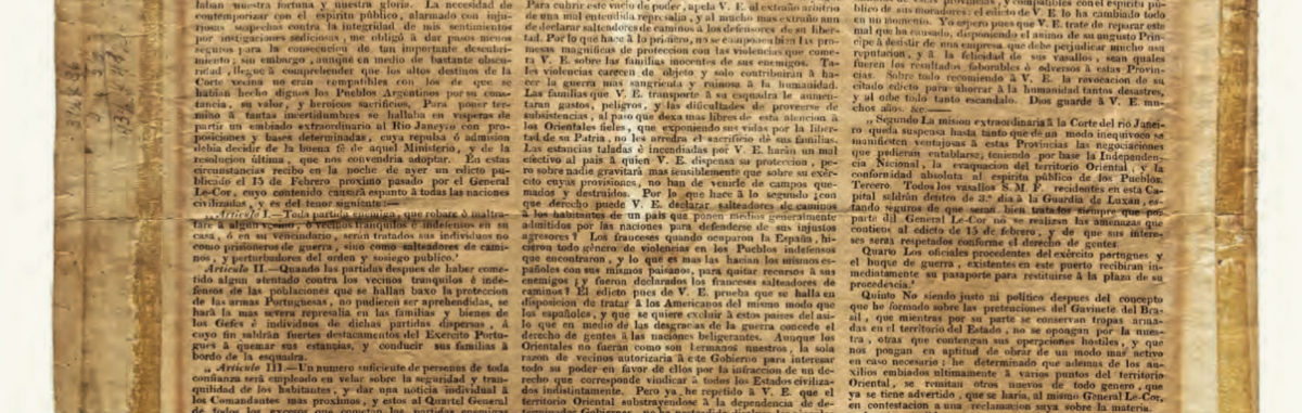 Conducta asumida en relación a la corte de brasil y a la banda meridional, marzo 1817