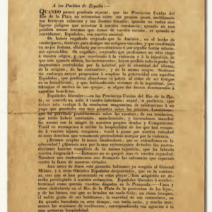 Del Supremo Director Juan Martin de Pueyrredon a los pueblos de España - año 1817